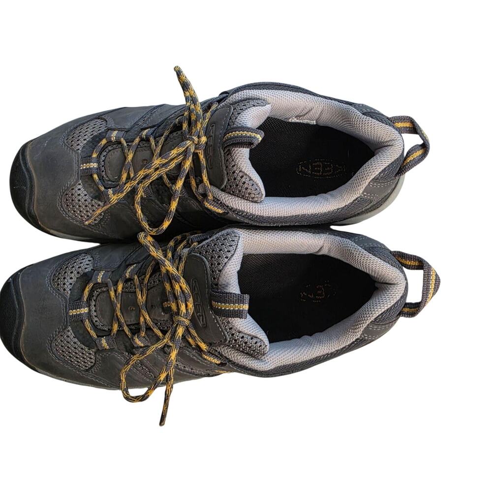 Keen Shoes Mens 11 Gray Leather Hiking Sneakers Trail Walking Outdoor Non Slip - Picture 7 of 11
